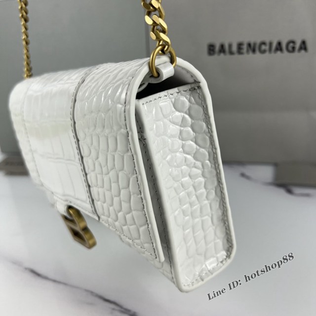 Balenciaga專櫃爆款鱷魚紋牛皮女包 巴黎世家沙漏鏈條斜挎包 fyj1328